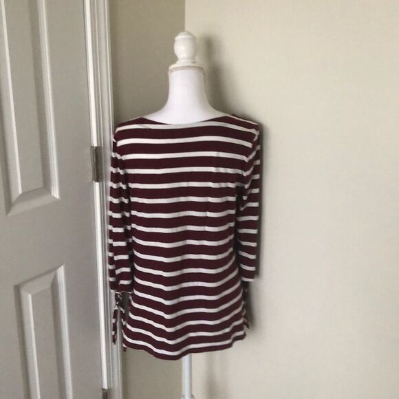 — Old Navy — Striped Shirt Burgundy & White Small - Picture 4 of 5